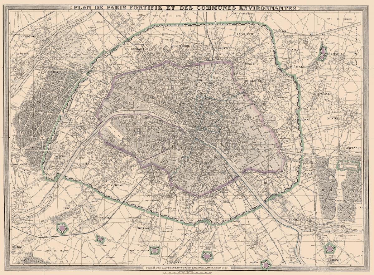 Kort af París 1850