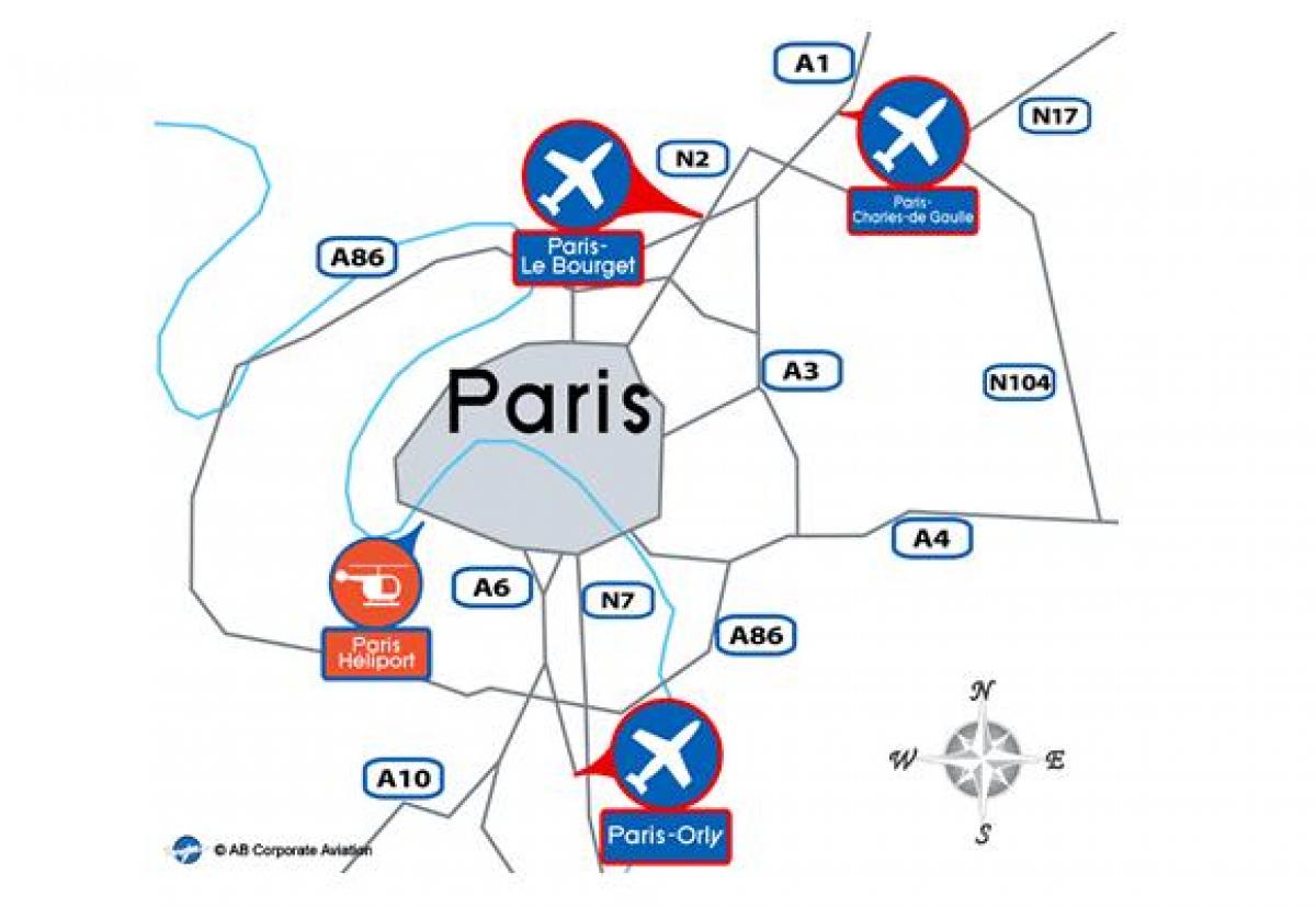 Kort af París flugvöllur