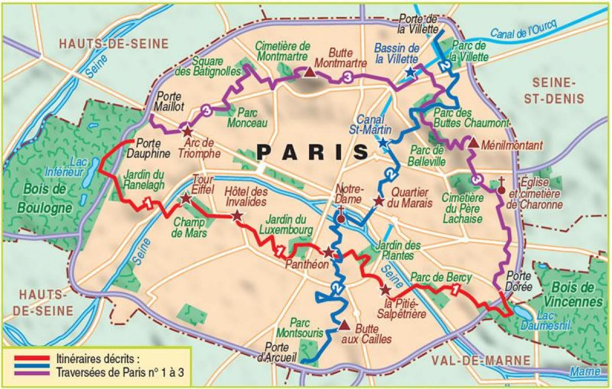 Kort af París gönguferðir