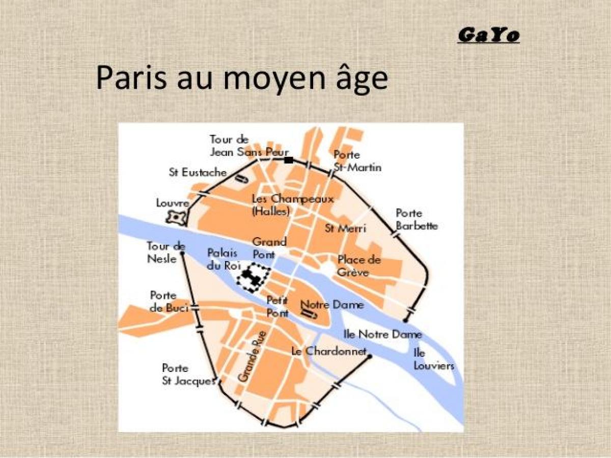 Kort af París á Miðöldum